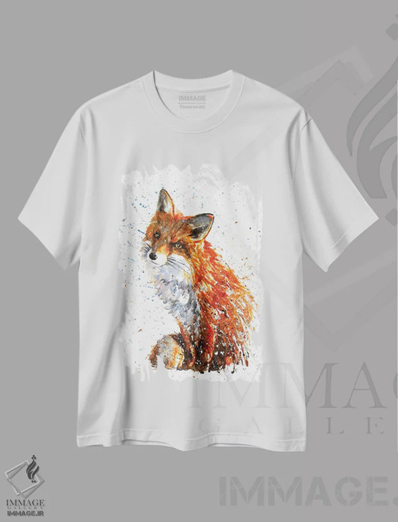 تیشرت سفید طرح دار روباه III، مدیوم اثر کنستانتین کالینین | immage.ir