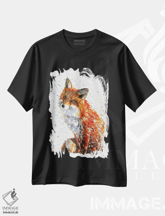 تیشرت مشکی طرح دار روباه III، مدیوم اثر کنستانتین کالینین | فروشگاه ایماژ