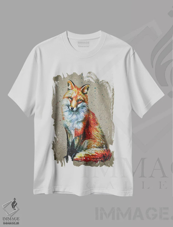 تیشرت سفید طرح دار روباه، مدیوم اثر کنستانتین کالینین | فروشگاه ایماژ