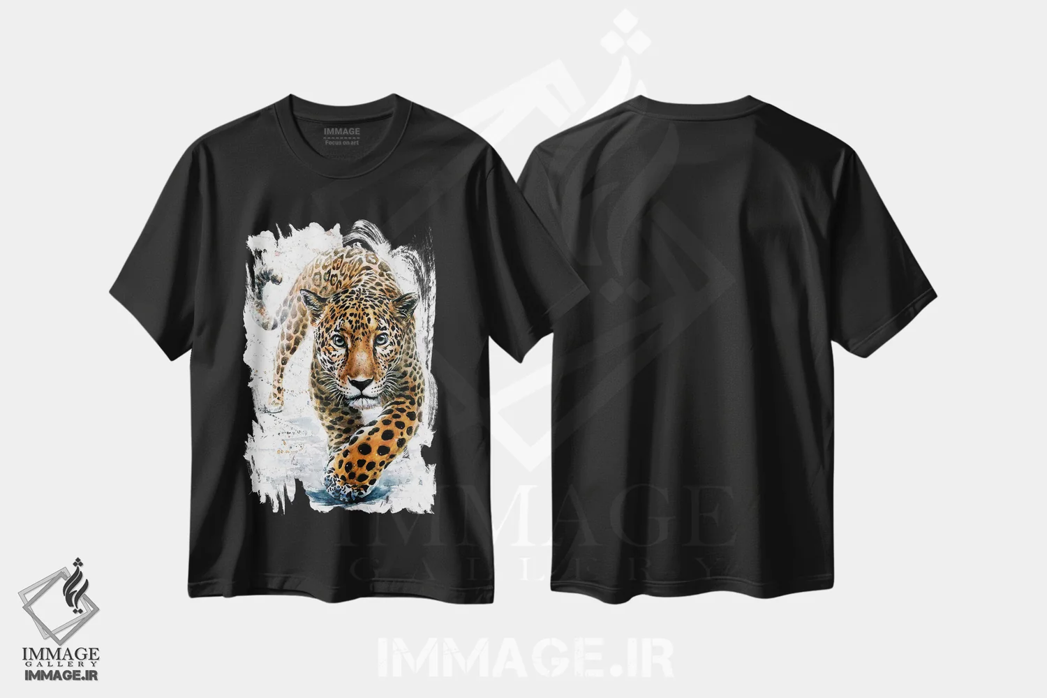 تیشرت مشکی طرح دار یوزپلنگ آمریکایی، مدیوم اثر کنستانتین کالینین | immage.ir