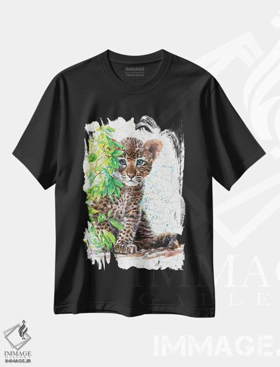 تیشرت مشکی طرح دار پلنگ کوچک، مدیوم اثر کنستانتین کالینین | immage.ir