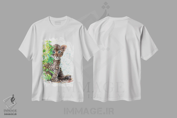تیشرت سفید طرح دار پلنگ کوچک، مدیوم اثر کنستانتین کالینین | فروشگاه ایماژ