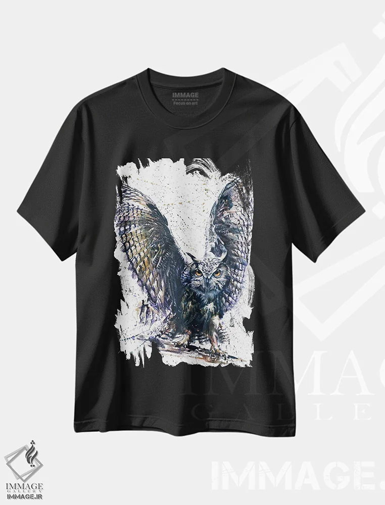 تیشرت مشکی طرح دار جغد III، مدیوم اثر کنستانتین کالینین | immage.ir