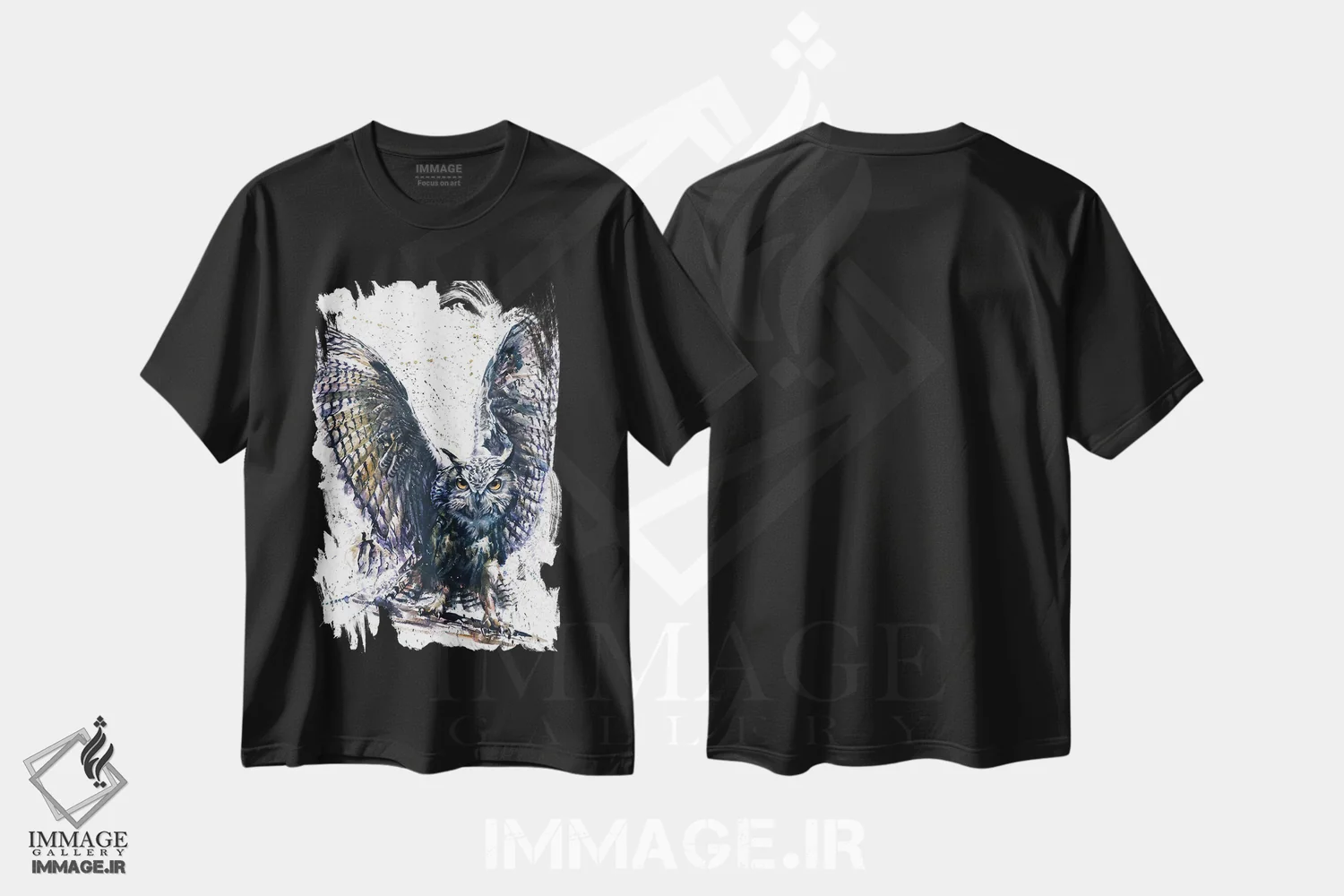 تیشرت مشکی طرح دار جغد III، مدیوم اثر کنستانتین کالینین | immage.ir