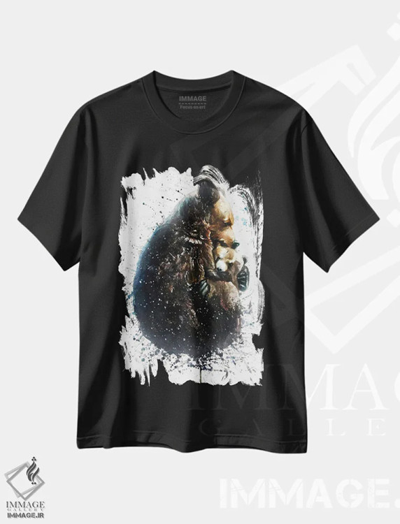 تیشرت مشکی طرح دار خرس ها، مدیوم اثر کنستانتین کالینین | فروشگاه ایماژ