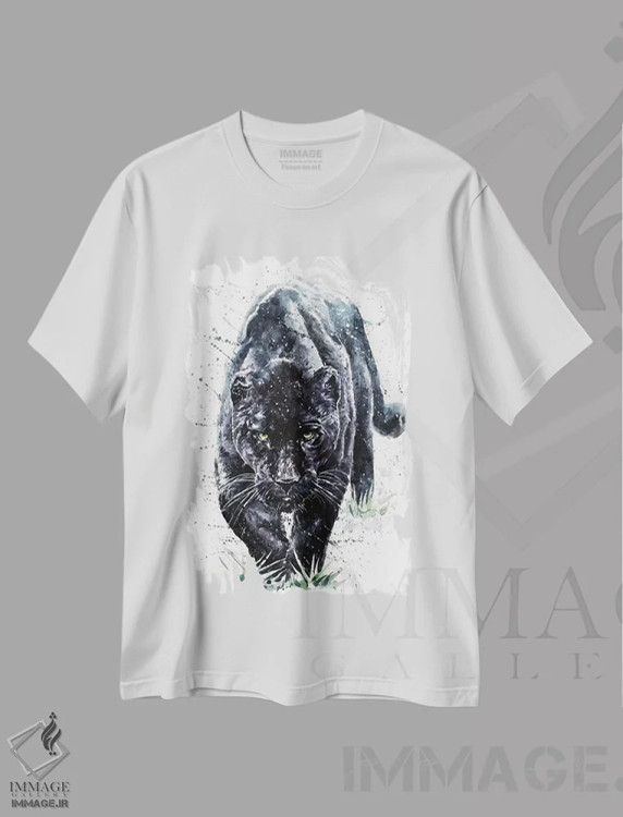 تیشرت سفید طرح دار پلنگ سیاه II، مدیوم اثر کنستانتین کالینین | فروشگاه ایماژ