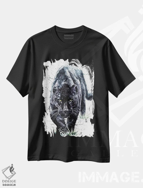 تیشرت مشکی طرح دار پلنگ سیاه II، مدیوم اثر کنستانتین کالینین | immage.ir