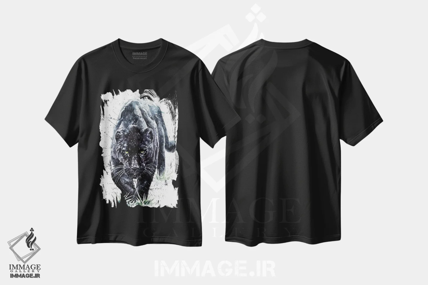 تیشرت مشکی طرح دار پلنگ سیاه II، مدیوم اثر کنستانتین کالینین | immage.ir