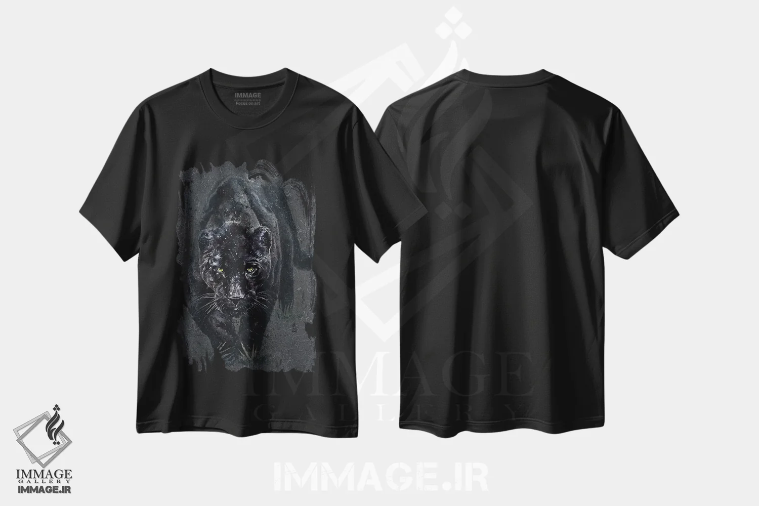 تیشرت مشکی طرح دار پلنگ سیاه، مدیوم اثر کنستانتین کالینین | فروشگاه ایماژ