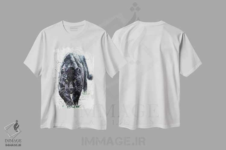 تیشرت سفید طرح دار پلنگ سیاه II، مدیوم اثر کنستانتین کالینین | فروشگاه ایماژ