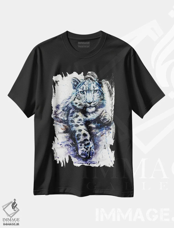 تیشرت مشکی طرح دار پلنگ برفی II، مدیوم اثر کنستانتین کالینین | immage.ir