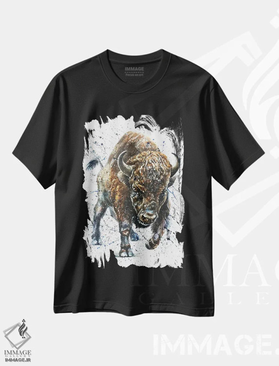 تیشرت مشکی طرح دار بوفالو II، مدیوم اثر کنستانتین کالینین | فروشگاه ایماژ