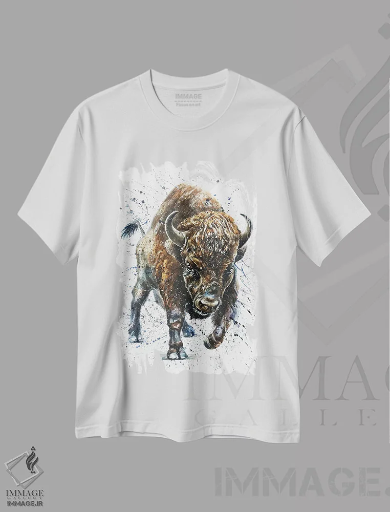 تیشرت سفید طرح دار بوفالو II، مدیوم اثر کنستانتین کالینین | immage.ir