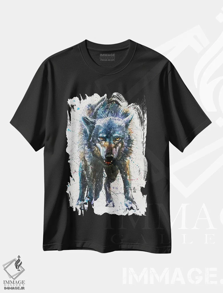 تیشرت مشکی طرح دار آخرین نبرد گرگ، مدیوم اثر کنستانتین کالینین | فروشگاه ایماژ