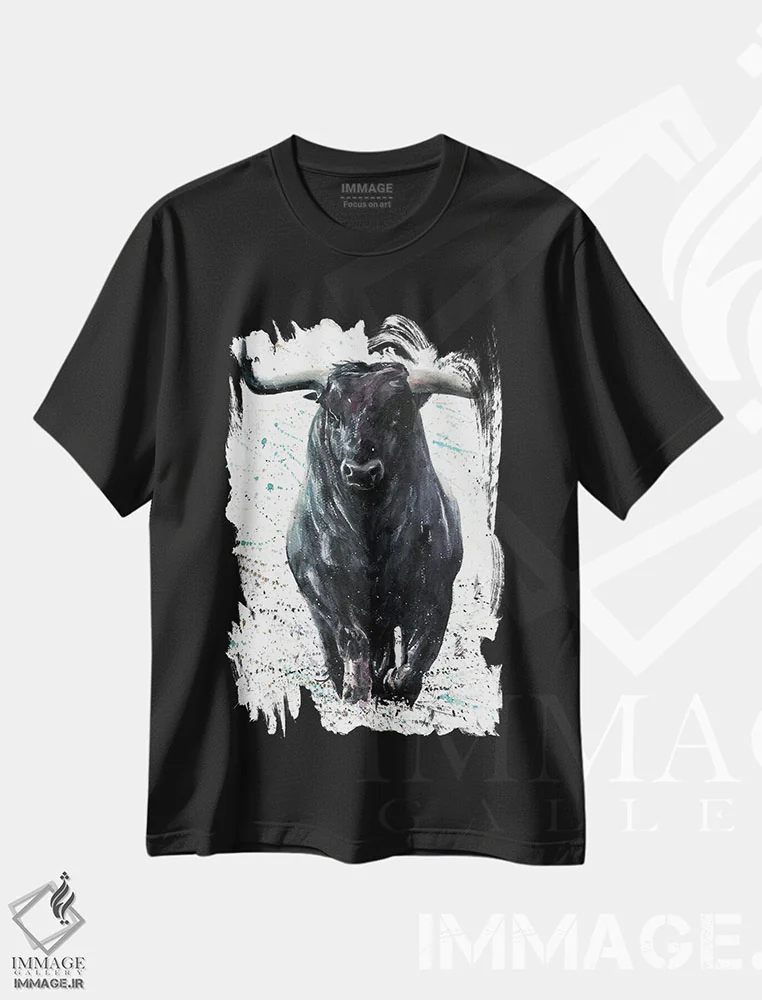 تیشرت مشکی طرح دار بوفالو III، مدیوم اثر کنستانتین کالینین | فروشگاه ایماژ