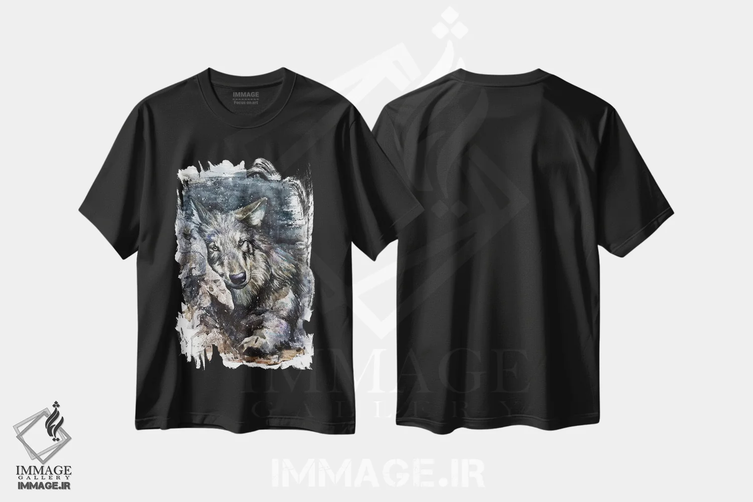 تیشرت مشکی طرح دار زندگی گرگ، مدیوم اثر کنستانتین کالینین | فروشگاه ایماژ