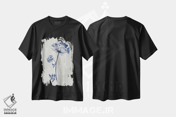 تیشرت مشکی طرح دار گیاهان نیلی I، دکور معاصر اثر کنراد ناتسن | immage.ir
