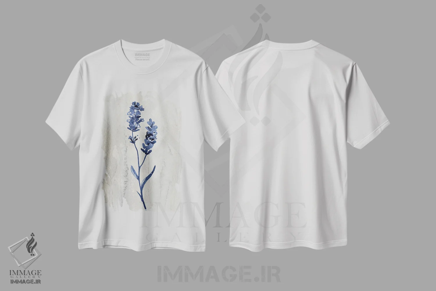 تیشرت سفید طرح دار گیاهان نیلی II، دکور معاصر اثر کنراد ناتسن | immage.ir