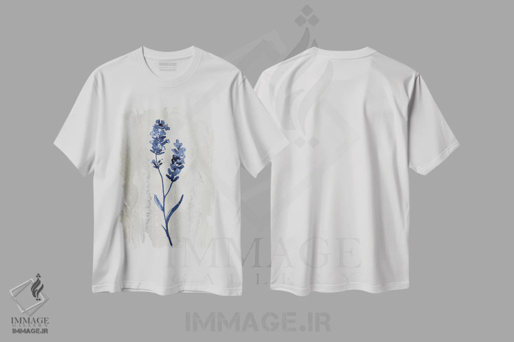 تیشرت سفید طرح دار گیاهان نیلی II، دکور معاصر اثر کنراد ناتسن | immage.ir