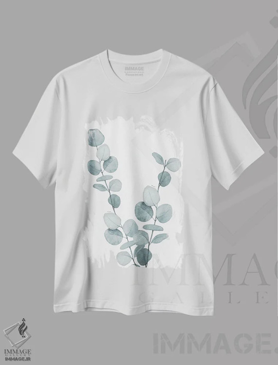 تیشرت سفید طرح دار شستشوی گیاهی آبی III، دکور معاصر اثر کنراد ناتسن | فروشگاه ایماژ