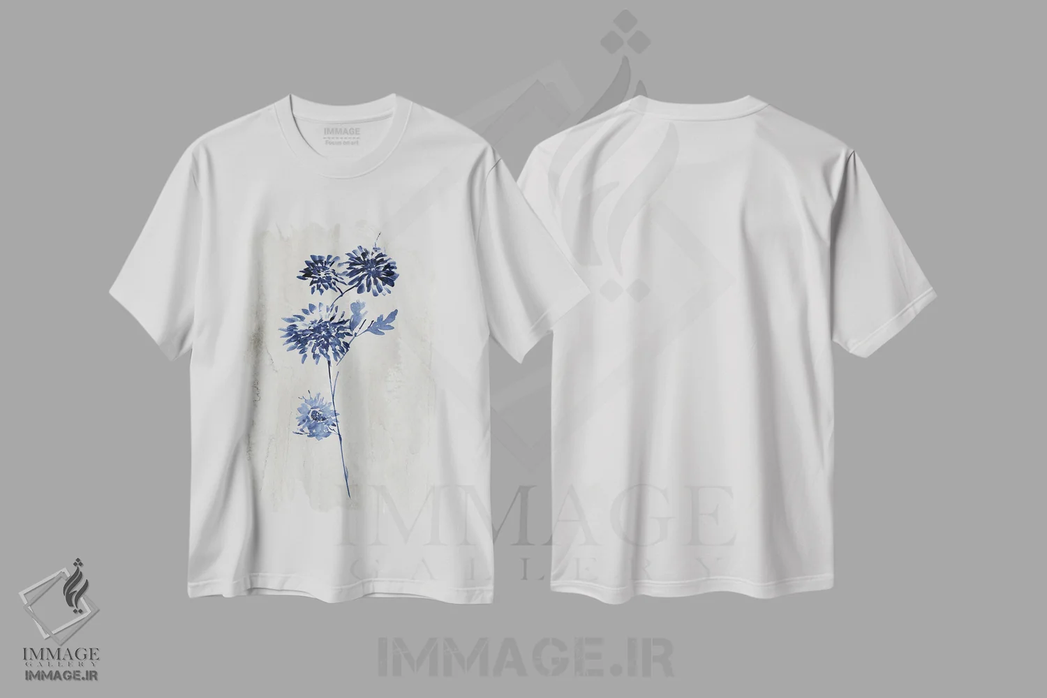 تیشرت سفید طرح دار گیاهان نیلی IV، دکور معاصر اثر کنراد ناتسن | immage.ir