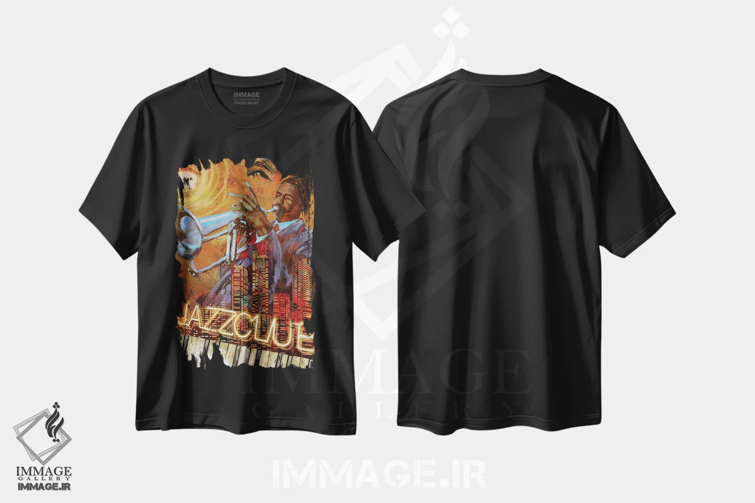 تیشرت مشکی طرح دار کلوب جاز، مدیوم اثر کنراد ناتسن | فروشگاه ایماژ