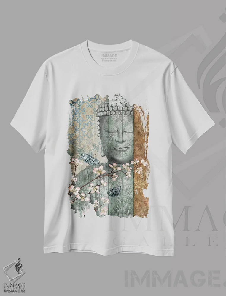 تیشرت سفید طرح دار بودا، دکور آسیایی اثر کنراد ناتسن | immage.ir