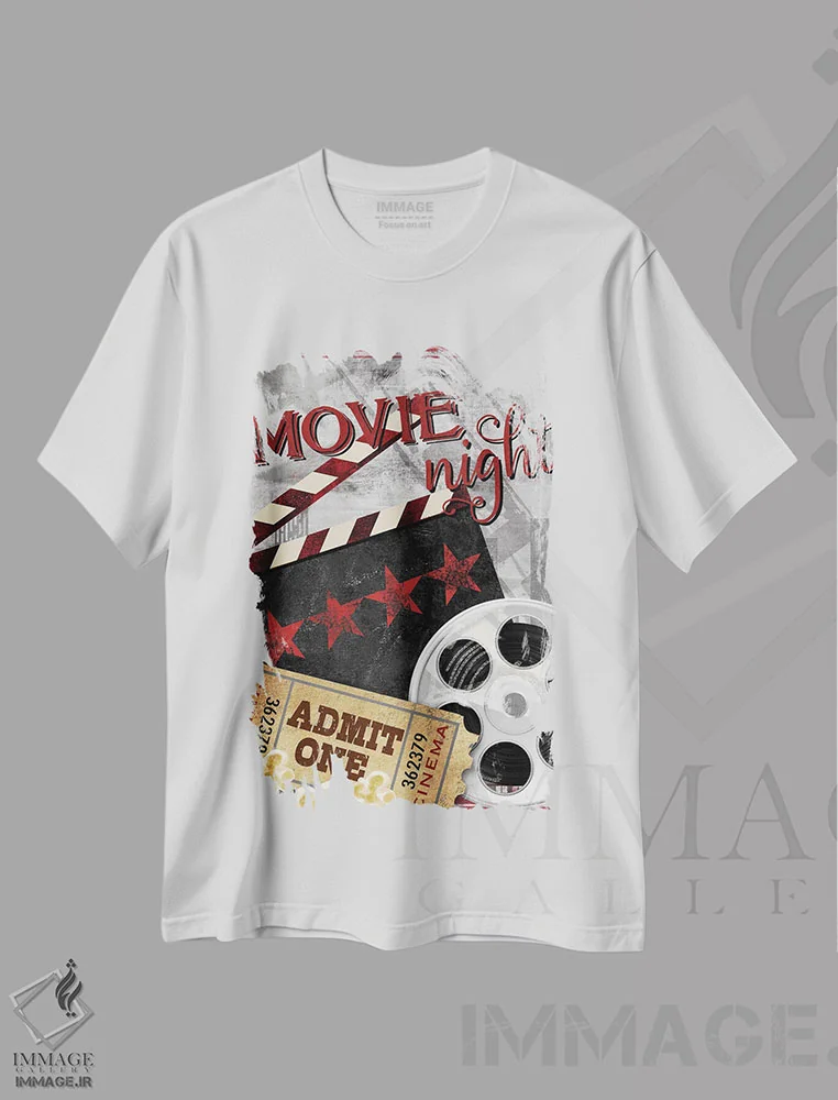 تیشرت سفید طرح دار شب فیلم II، تزئینی اثر کنراد ناتسن | فروشگاه ایماژ