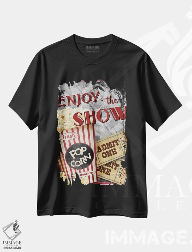 تیشرت مشکی طرح دار شب فیلم I، تزئینی اثر کنراد ناتسن | فروشگاه ایماژ