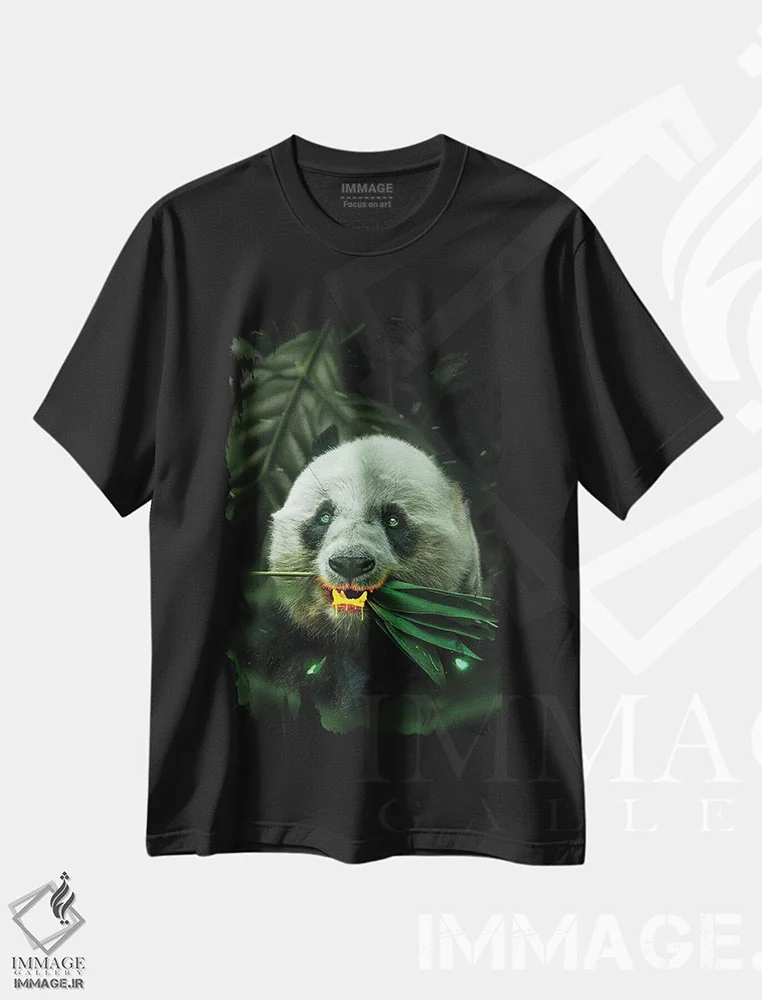 تیشرت مشکی طرح دار پاندای طلایی، عکاسی ترکیبی اثر میلوش کارانوویچ | فروشگاه ایماژ