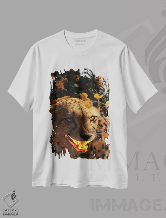 تیشرت سفید طرح دار یوزپلنگ طلایی، عکاسی ترکیبی اثر میلوش کارانوویچ | immage.ir