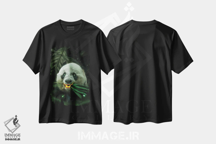 تیشرت مشکی طرح دار پاندای طلایی، عکاسی ترکیبی اثر میلوش کارانوویچ | فروشگاه ایماژ