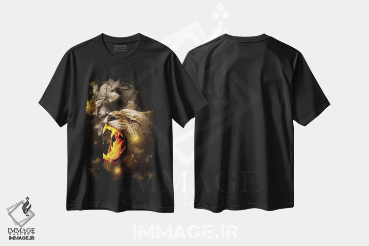 تیشرت مشکی طرح دار شیر طلایی، عکاسی ترکیبی اثر میلوش کارانوویچ | immage.ir