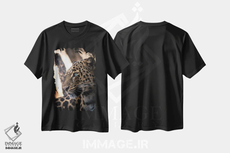 تیشرت مشکی طرح دار منظره شیر، عکاسی ترکیبی اثر میلوش کارانوویچ | فروشگاه ایماژ