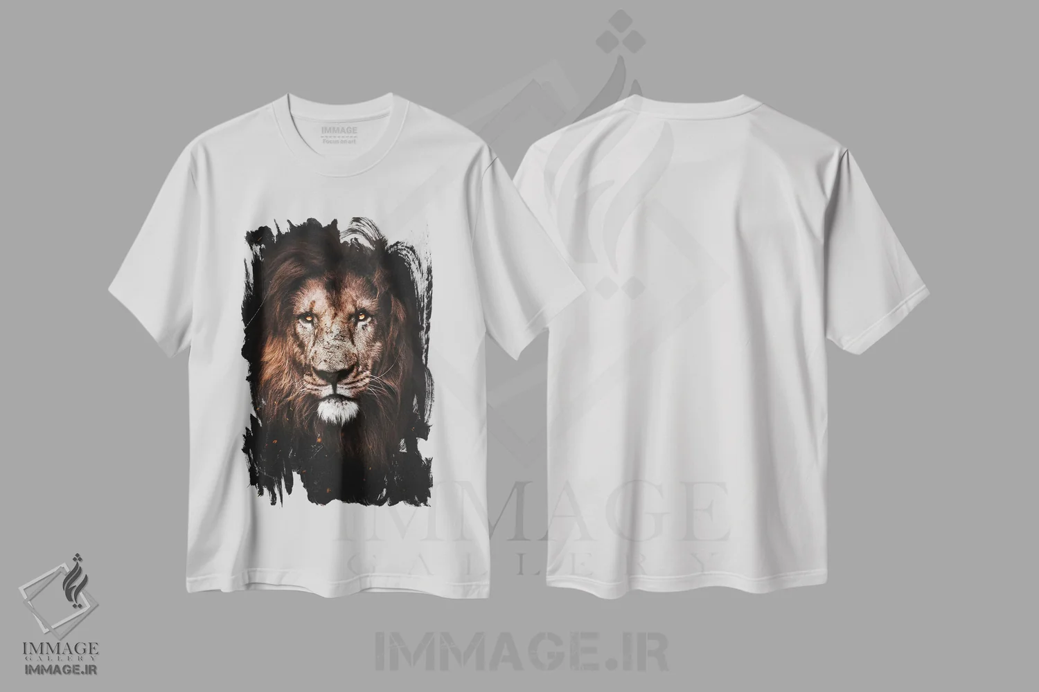 تیشرت سفید طرح دار شیر I، عکاسی ترکیبی اثر میلوش کارانوویچ | فروشگاه ایماژ