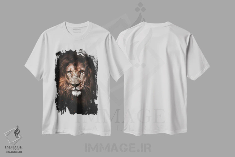 تیشرت سفید طرح دار شیر I، عکاسی ترکیبی اثر میلوش کارانوویچ | فروشگاه ایماژ