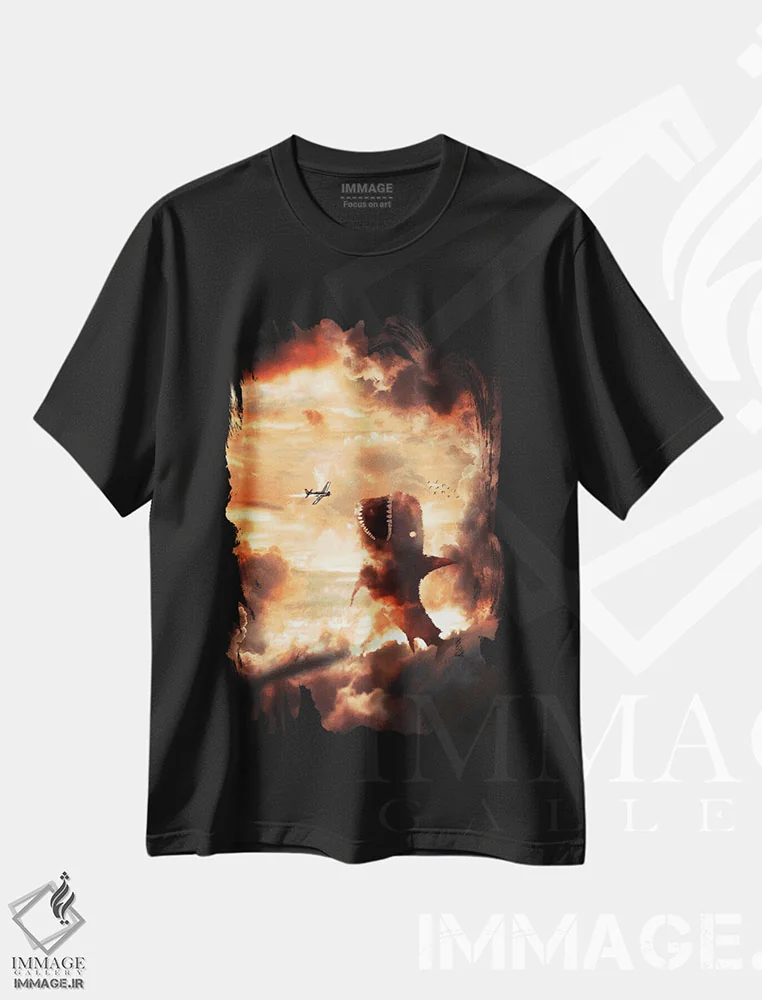تیشرت مشکی طرح دار کوسه ابری، دکوراسیون جایگزین اثر میلوش کارانوویچ | immage.ir