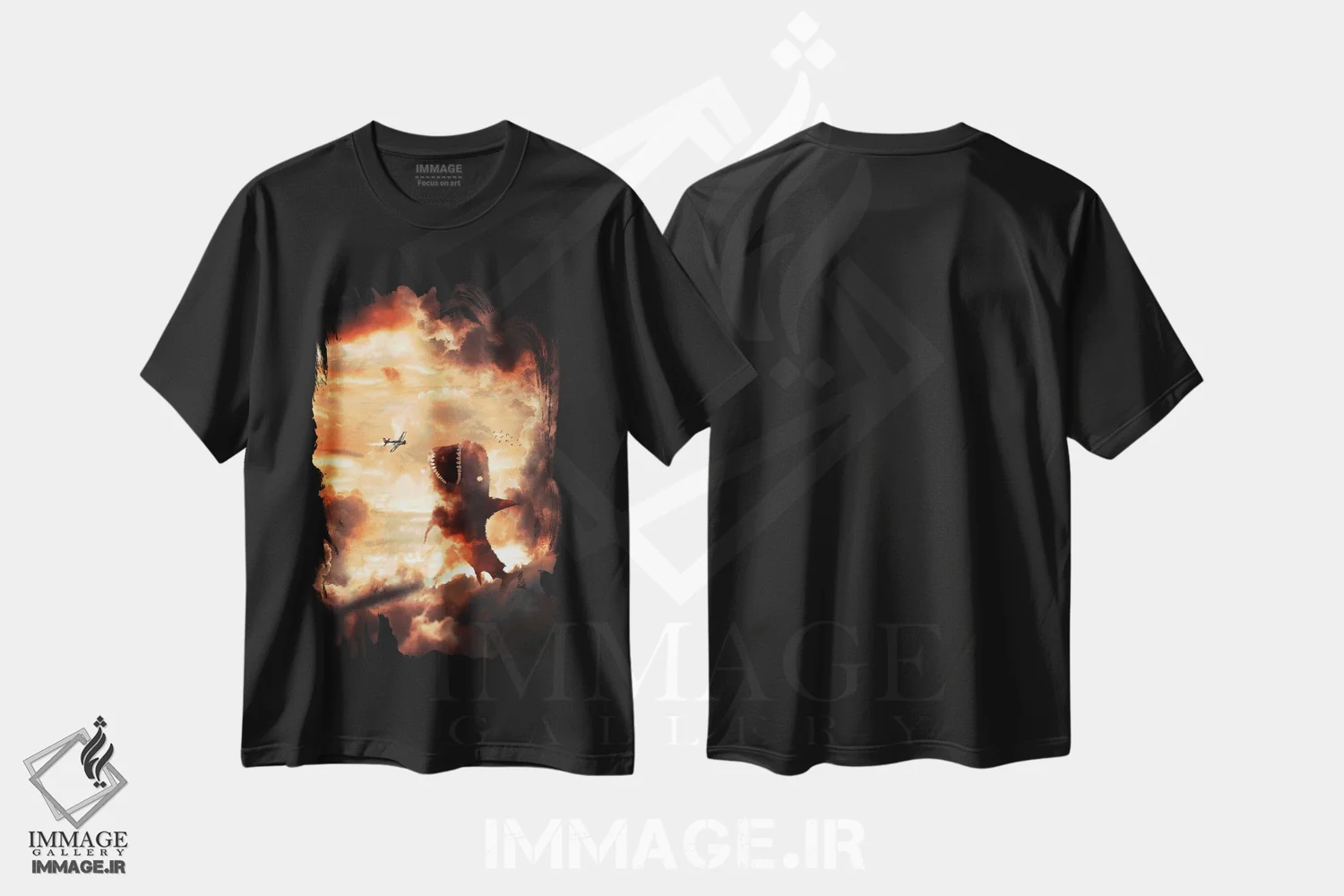تیشرت مشکی طرح دار کوسه ابری، دکوراسیون جایگزین اثر میلوش کارانوویچ | immage.ir