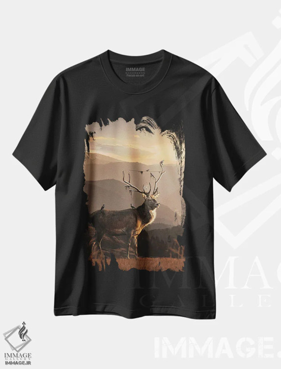 تیشرت مشکی طرح دار هرش، هنر دیجیتال اثر میلوش کارانوویچ | فروشگاه ایماژ