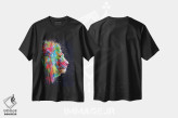 تیشرت مشکی طرح دار شیر رنگارنگ، هنر دیجیتال اثر میلوش کارانوویچ | فروشگاه ایماژ