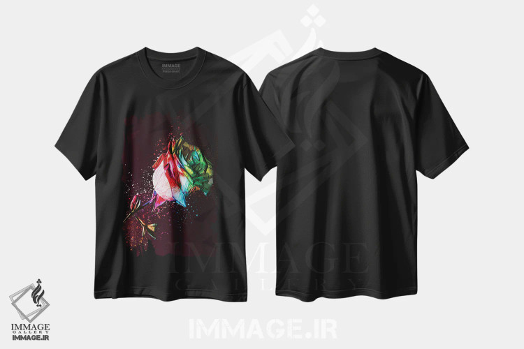 تیشرت مشکی طرح دار رز رنگارنگ، هنر دیجیتال اثر میلوش کارانوویچ | immage.ir