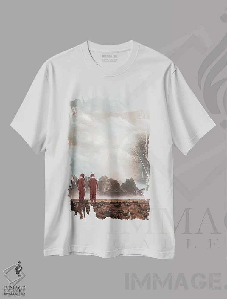 تیشرت سفید طرح دار آغاز یک سفر، هنر دیجیتال اثر میلوش کارانوویچ | immage.ir