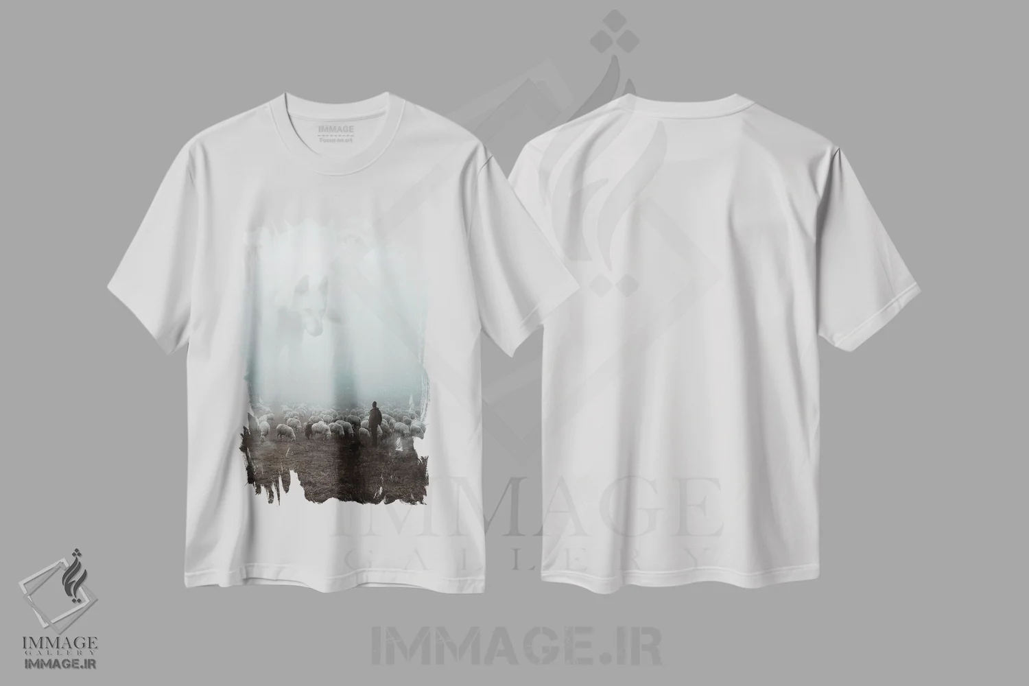 تیشرت سفید طرح دار گرگ بزرگ، هنر دیجیتال اثر میلوش کارانوویچ | immage.ir