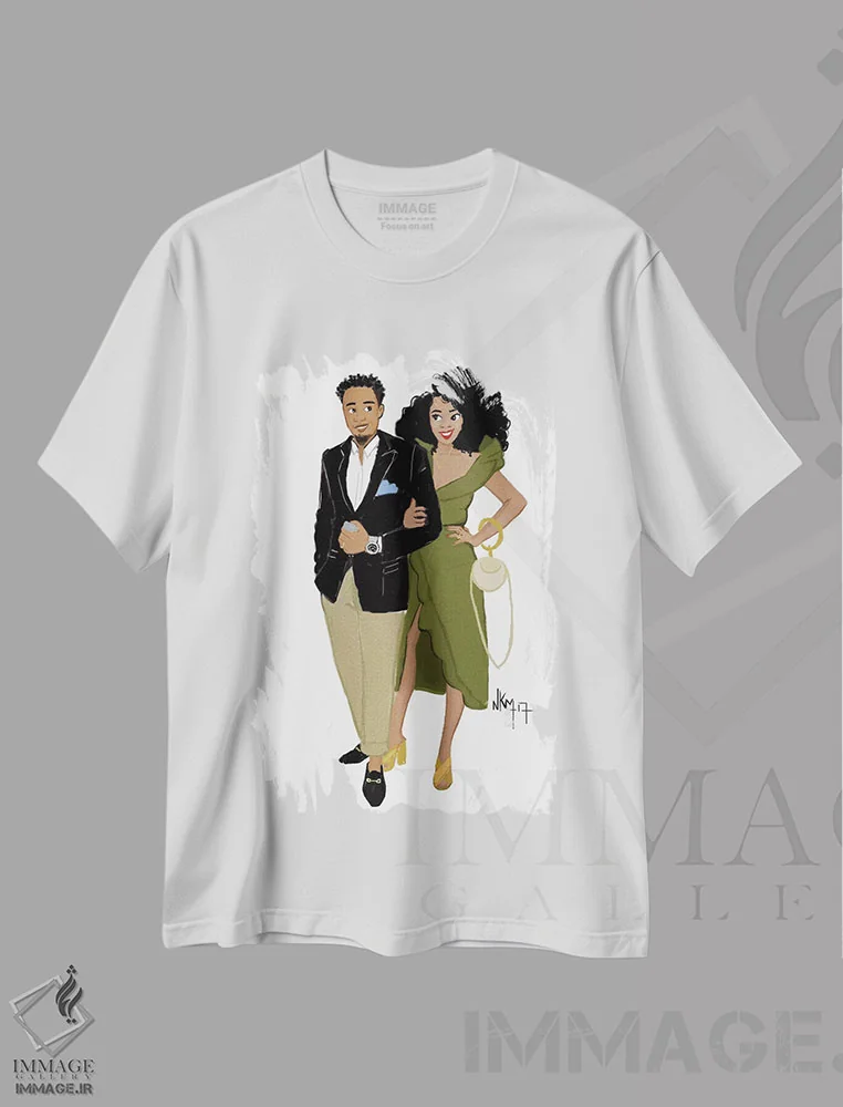 تیشرت سفید طرح دار همدلی عشق سیاه، هنر آمریکایی آفریقایی تبار اثر نیکل کوبی | فروشگاه ایماژ