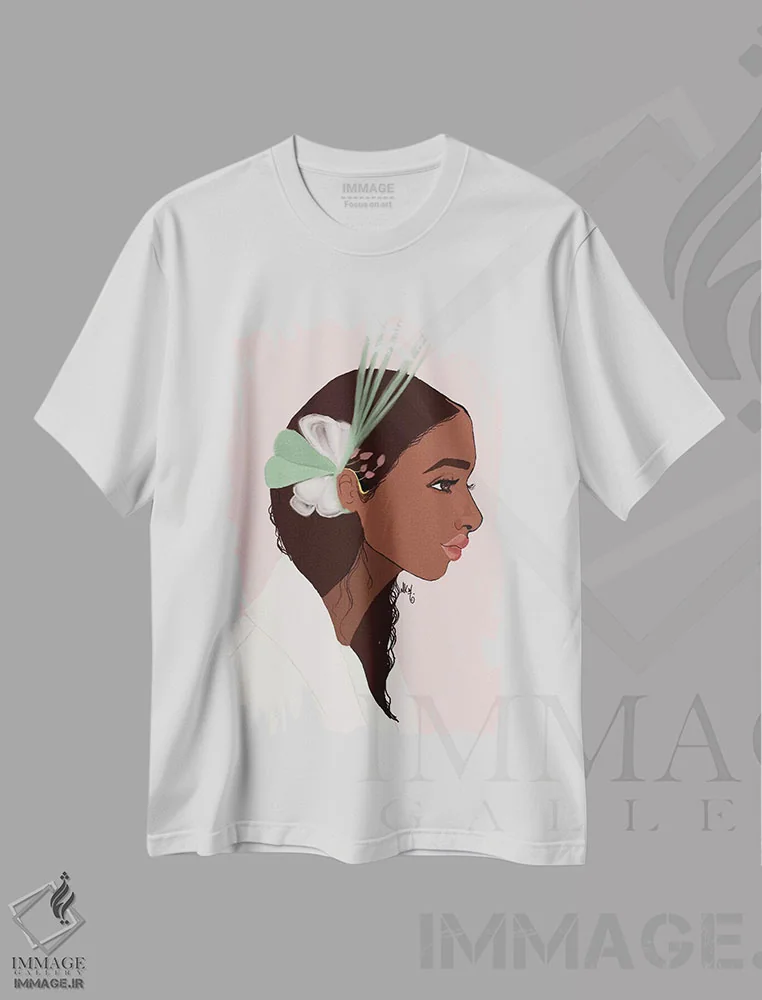 تیشرت سفید طرح دار موی تاجی، هنر آمریکایی آفریقایی تبار اثر نیکل کوبی | فروشگاه ایماژ