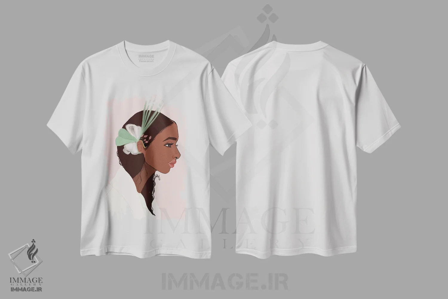 تیشرت سفید طرح دار موی تاجی، هنر آمریکایی آفریقایی تبار اثر نیکل کوبی | فروشگاه ایماژ