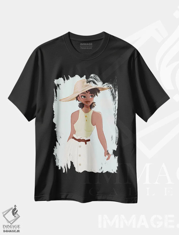 تیشرت مشکی طرح دار تیا، هنر آمریکایی آفریقایی تبار اثر نیکل کوبی | فروشگاه ایماژ