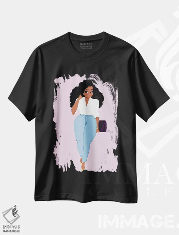تیشرت مشکی طرح دار شلوار جین زیبای بزرگ، هنر آمریکایی آفریقایی تبار اثر نیکل کوبی | immage.ir