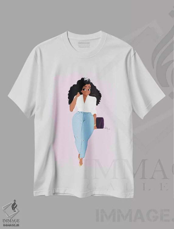 تیشرت سفید طرح دار شلوار جین زیبای بزرگ، هنر آمریکایی آفریقایی تبار اثر نیکل کوبی | فروشگاه ایماژ
