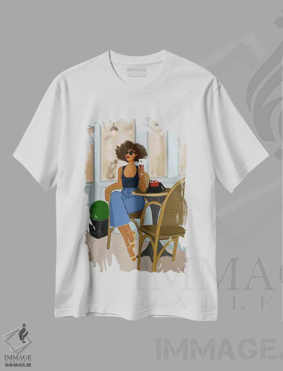 تیشرت سفید طرح دار قهوه پاریس، هنر آمریکایی آفریقایی تبار اثر نیکل کوبی | فروشگاه ایماژ